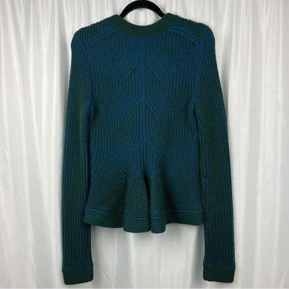 RACHEL ROY Green Blue Chunky Peplum Back Cardigan - Picture 8 of 13